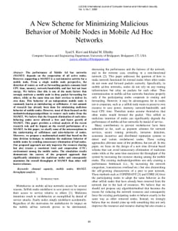 A New Scheme for Minimizing Malicious Behavior of Mobile Nodes in Mobile
  Ad Hoc Networks