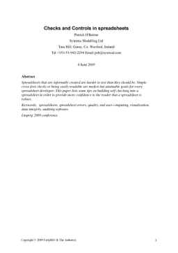 Checks and Controls in Spreadsheets