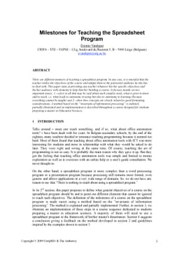 Milestones for Teaching the Spreadsheet Program