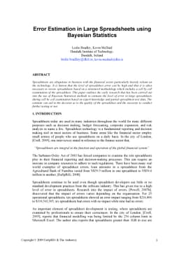 Error Estimation in Large Spreadsheets using Bayesian Statistics