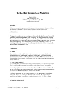 Embedded Spreadsheet Modelling