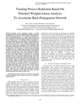 Training Process Reduction Based On Potential Weights Linear Analysis To
  Accelarate Back Propagation Network