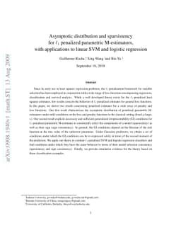 Asymptotic distribution and sparsistency for l1-penalized parametric
  M-estimators with applications to linear SVM and logistic regression