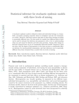 Statistical inference for stochastic epidemic models with three levels
  of mixing