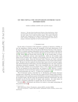 On the Copula for multivariate Extreme Value distributions