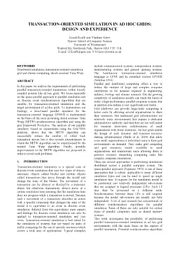 Transaction-Oriented Simulation In Ad Hoc Grids: Design and Experience
