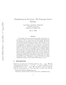 Classification by Set Cover: The Prototype Vector Machine