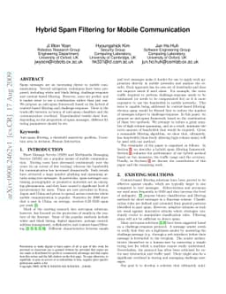 Hybrid Spam Filtering for Mobile Communication