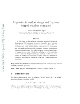 Regression in random design and Bayesian warped wavelets estimators