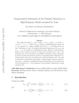 Nonparametric estimation of the volatility function in a high-frequency
  model corrupted by noise