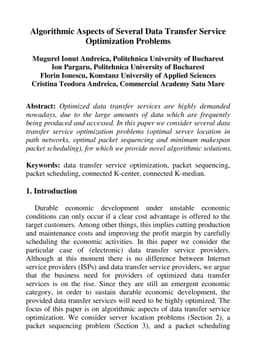 Algorithmic Aspects of Several Data Transfer Service Optimization
  Problems