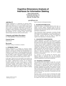 Cognitive Dimensions Analysis of Interfaces for Information Seeking