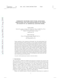 Emergent Network Structure, evolvable Robustness and non-linear Effects
  of Point Mutations in an Artificial Genome Model