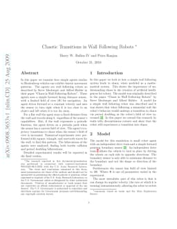 Chaotic Transitions in Wall Following Robots