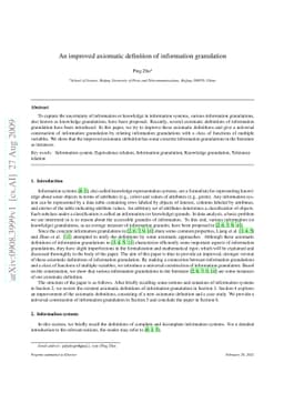 An improved axiomatic definition of information granulation