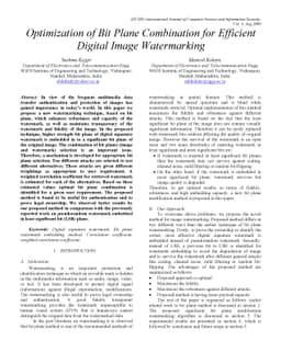 Optimization of Bit Plane Combination for Efficient Digital Image
  Watermarking