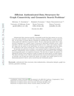 Efficient Authenticated Data Structures for Graph Connectivity and
  Geometric Search Problems