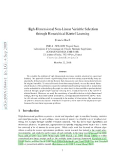 High-Dimensional Non-Linear Variable Selection through Hierarchical
  Kernel Learning