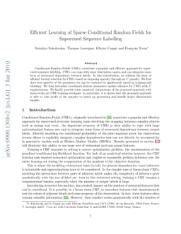 Efficient Learning of Sparse Conditional Random Fields for Supervised
  Sequence Labelling