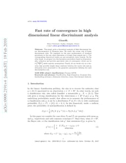 Fast rate of convergence in high dimensional linear discriminant
  analysis