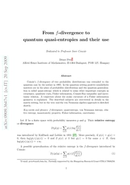 From f-divergence to quantum quasi-entropies and their use