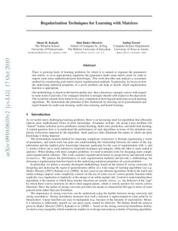 Regularization Techniques for Learning with Matrices