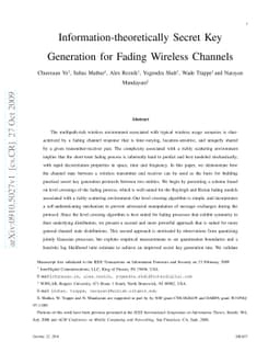 Information-theoretically Secret Key Generation for Fading Wireless
  Channels