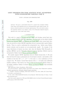 Limit theorems for some adaptive MCMC algorithms with subgeometric
  kernels: Part II