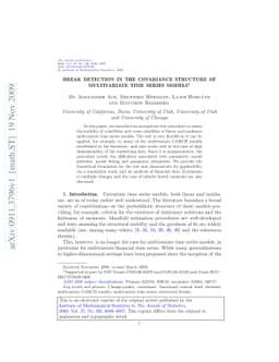 Break detection in the covariance structure of multivariate time series
  models