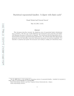 Statistical exponential families: A digest with flash cards