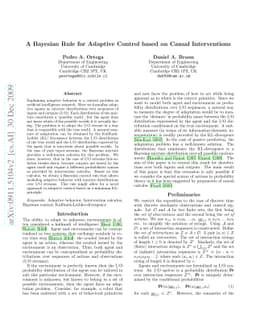 A Bayesian Rule for Adaptive Control based on Causal Interventions