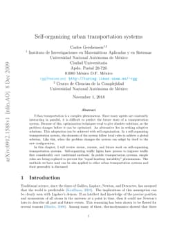Self-organizing urban transportation systems
