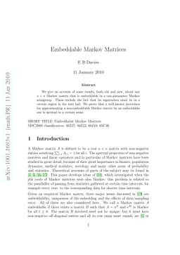 Embeddable Markov Matrices
