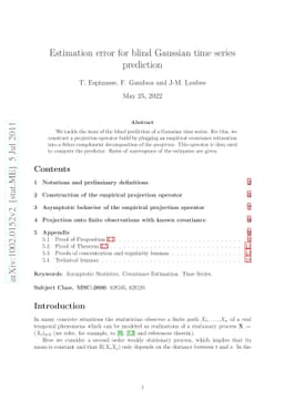 Estimation error for blind Gaussian time series prediction