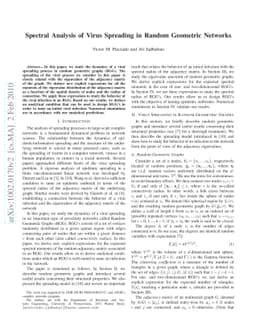 Spectral Analysis of Virus Spreading in Random Geometric Networks