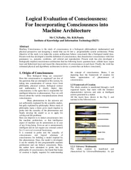 Logical Evaluation of Consciousness: For Incorporating Consciousness
  into Machine Architecture