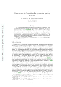 Convergence of U-statistics for interacting particle systems
