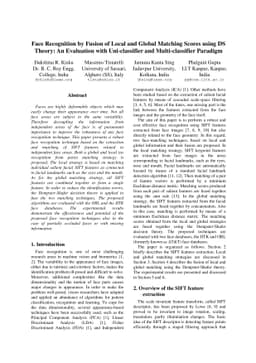 Face Recognition by Fusion of Local and Global Matching Scores using DS
  Theory: An Evaluation with Uni-classifier and Multi-classifier Paradigm