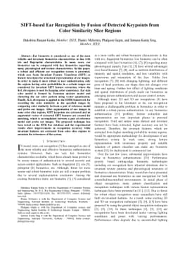 SIFT-based Ear Recognition by Fusion of Detected Keypoints from Color
  Similarity Slice Regions