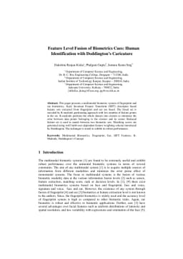 Feature Level Fusion of Biometrics Cues: Human Identification with
  Doddingtons Caricature