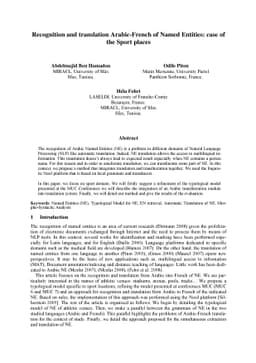 Recognition and translation Arabic-French of Named Entities: case of the
  Sport places