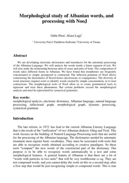 Morphological study of Albanian words, and processing with NooJ