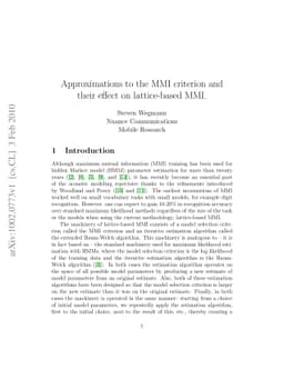Approximations to the MMI criterion and their effect on lattice-based
  MMI
