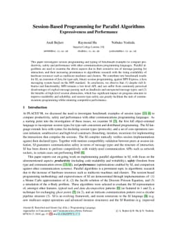 Session-Based Programming for Parallel Algorithms: Expressiveness and
  Performance