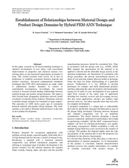 Establishment of Relationships between Material Design and Product
  Design Domains by Hybrid FEM-ANN Technique