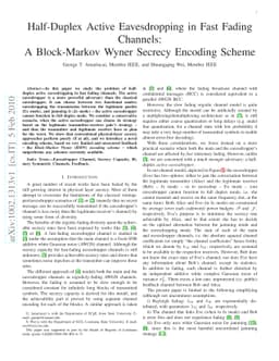 Half-Duplex Active Eavesdropping in Fast Fading Channels: A Block-Markov
  Wyner Secrecy Encoding Scheme