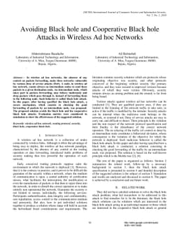 Avoiding Black Hole and Cooperative Black Hole Attacks in Wireless Ad
  hoc Networks