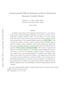 Computationally Efficient Estimation of Factor Multivariate Stochastic
  Volatility Models