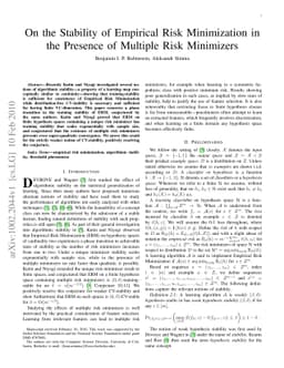 On the Stability of Empirical Risk Minimization in the Presence of
  Multiple Risk Minimizers