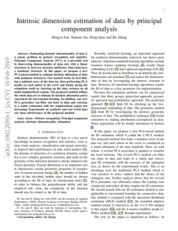 Intrinsic dimension estimation of data by principal component analysis